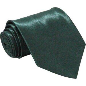Men's Hunter Green Solid Pure Color 3.75" Imported Satin Formal Neck Ties
